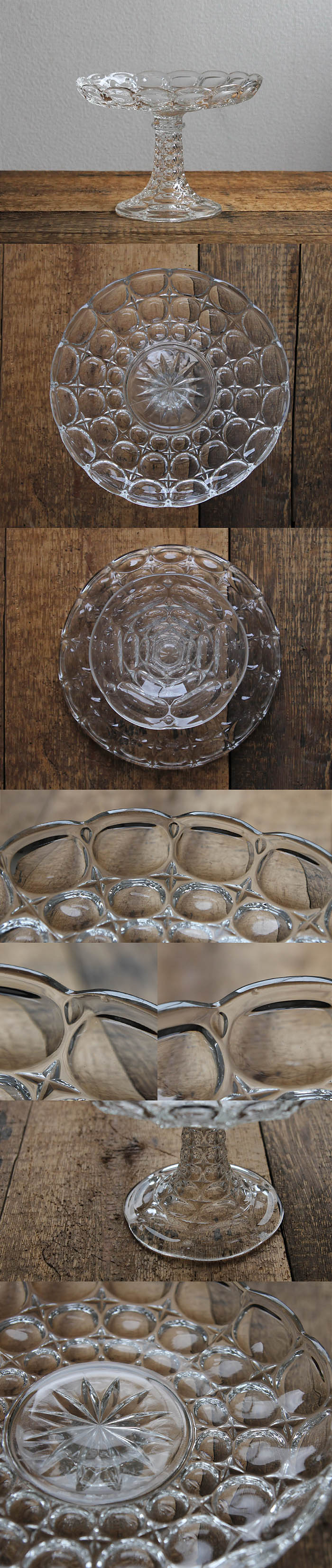 イギリス アンティーク ガラスケーキスタンド コンポート皿 食器 