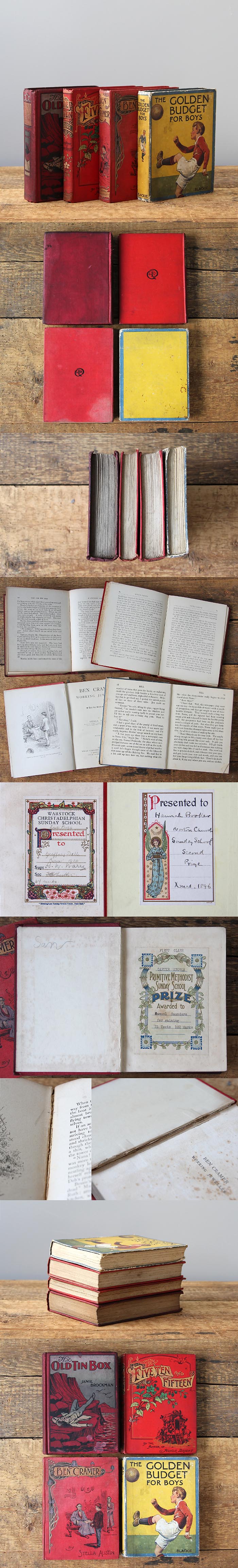 イギリス アンティーク ブック 4冊セット 古書 インテリア雑貨 洋書 ディスプレイ「雰囲気パーフェクト」P-445