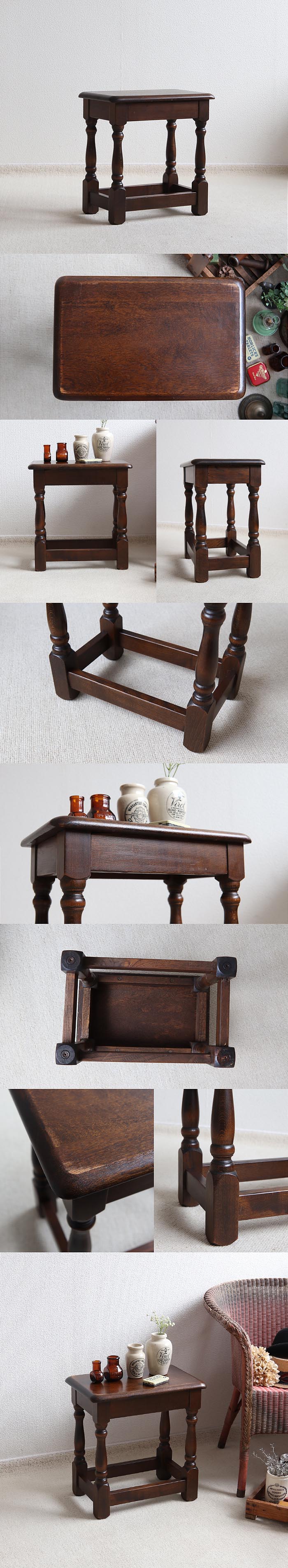 イギリスアンティーク木製サイドテーブル/オケージョナル飾り棚花台 