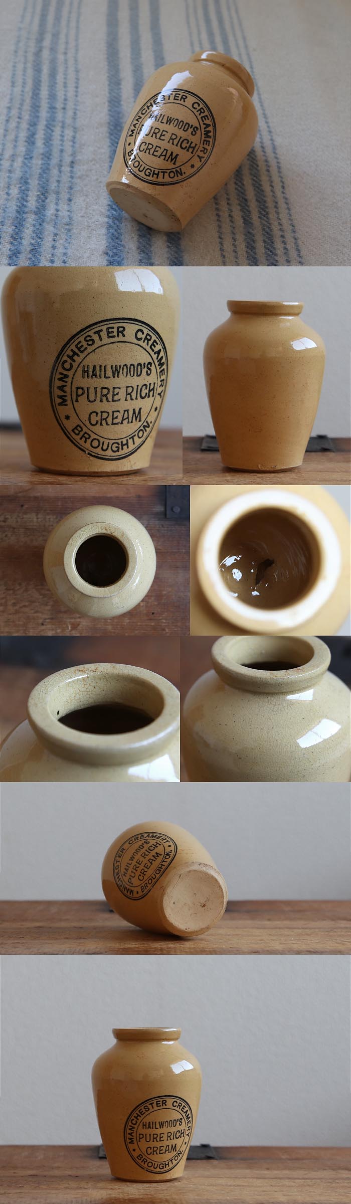 イギリス アンティーク 陶器クリームポット/クリームボトル/花器 